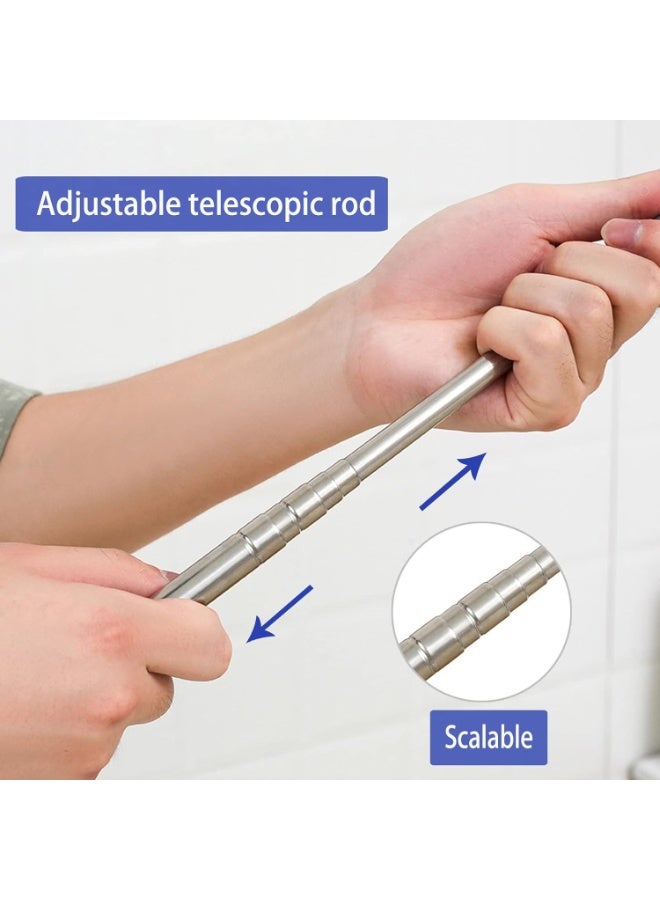 فرشاة تنظيف الغبار القابلة للسحب مع مقبض طويل (30 إلى 100 بوصة) ، أدوات التنظيف مع 3 قماش غبار الألياف الدقيقة ، غبار قابل للتوسع للتنظيف تحت ثلاجة أريكة أريكة سرير الأثاث - Image 2